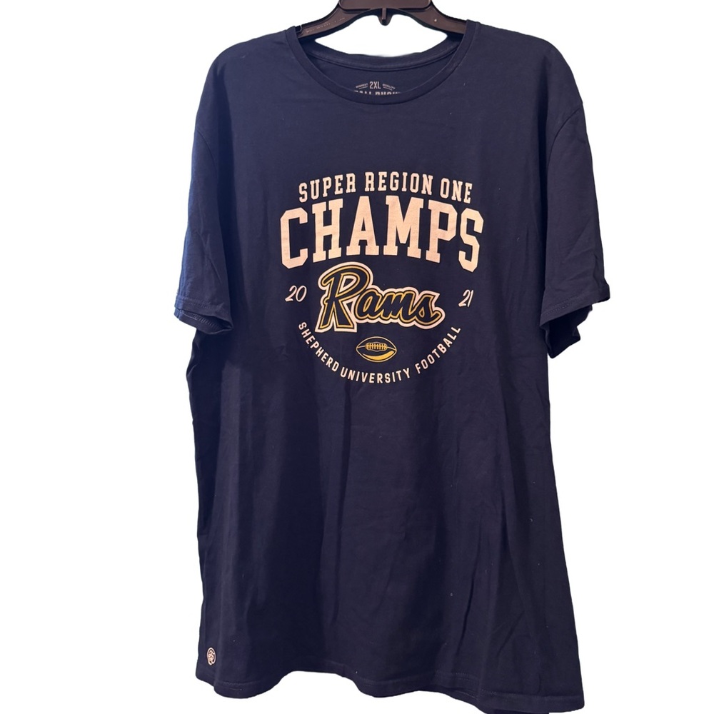 Shepherd University 2021 Regional Football Champions Fall Rush Tee Shirt, XXL 2X
